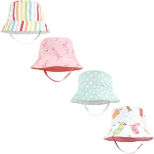 image:imageHudson Baby Unisex Baby 4Pc Sun Protection Hat Ice Cream Dot Lemon Stripe 1224 MonthsFlamingo Rainbow Stripe Ice Cream Dot