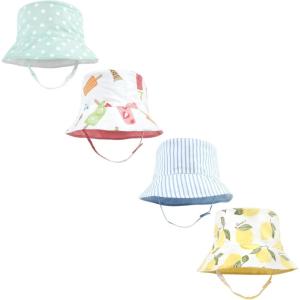 image:imageHudson Baby Unisex Baby 4Pc Sun Protection Hat Ice Cream Dot Lemon Stripe 1224 MonthsIce Cream Dot Lemon Stripe