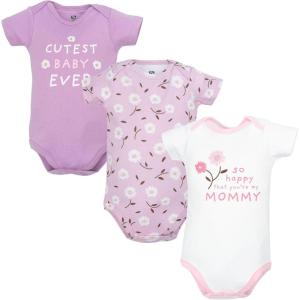 image:imageHudson Baby Unisex Baby Cotton Bodysuits 3PackLilac Blooms