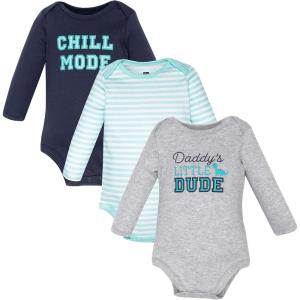 image:imageHudson Baby Unisex Baby Cotton LongSleeve Bodysuits 3PackLittle Dude Dino
