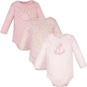 image:imageHudson Baby Unisex Baby Cotton LongSleeve Bodysuits 3PackLittle Love Fawn