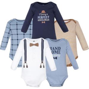 image:imageHudson Baby Unisex Baby Cotton LongSleeve Bodysuits 5PackHandsome Like Daddy