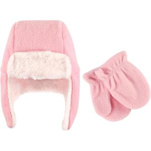 image:imageHudson Baby Unisex Fleece Trapper Hat and Mitten SetLight Pink Toddler