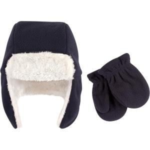 image:imageHudson Baby Unisex Fleece Trapper Hat and Mitten SetNavy Toddler