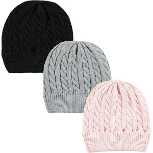 image:imageHudson Baby UnisexBaby Knit Caps and Cuffed BeaniesPink Black