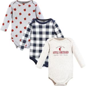 image:imageHudson Baby babyboys Cotton Longsleeve Bodysuits 3packApple Orchard