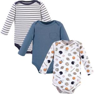 image:imageHudson Baby babyboys Cotton Longsleeve Bodysuits 3packBasic Sports