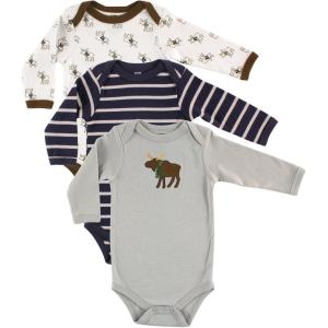 image:imageHudson Baby babyboys Cotton Longsleeve Bodysuits 3packBlue Moose