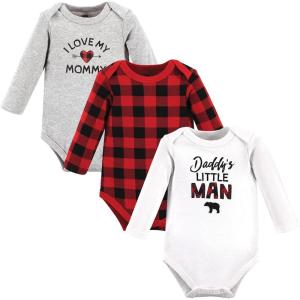 image:imageHudson Baby babyboys Cotton Longsleeve Bodysuits 3packBuffalo Plaid Family
