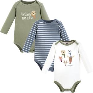 image:imageHudson Baby babyboys Cotton Longsleeve Bodysuits 3packCozy Woodland Friends Green