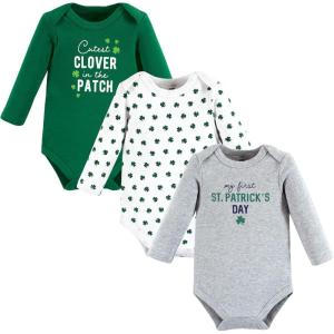 image:imageHudson Baby babyboys Cotton Longsleeve Bodysuits 3packCutest Clover