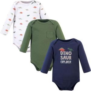image:imageHudson Baby babyboys Cotton Longsleeve Bodysuits 3packDinosaur Explorer