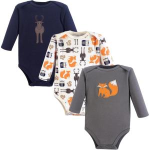 image:imageHudson Baby babyboys Cotton Longsleeve Bodysuits 3packForest