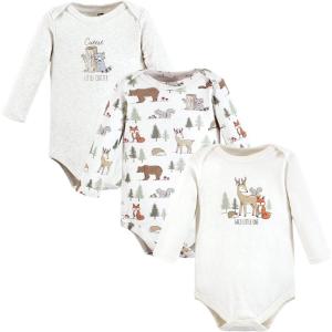 image:imageHudson Baby babyboys Cotton Longsleeve Bodysuits 3packForest Animals