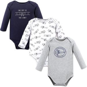 image:imageHudson Baby babyboys Cotton Longsleeve Bodysuits 3packGray Aviation
