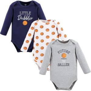 image:imageHudson Baby babyboys Cotton Longsleeve Bodysuits 3packGray Basketball