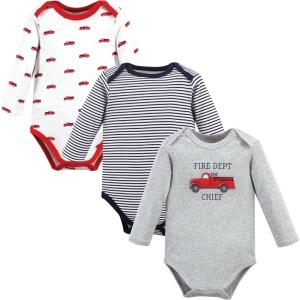 image:imageHudson Baby babyboys Cotton Longsleeve Bodysuits 3packGray Fire Truck