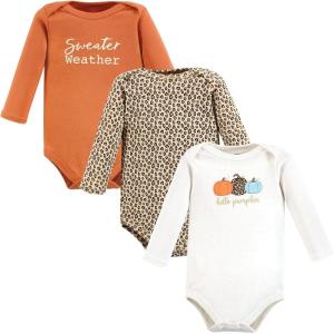 image:imageHudson Baby babyboys Cotton Longsleeve Bodysuits 3packLeopard Pumpkin
