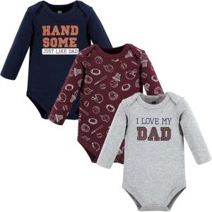 image:imageHudson Baby babyboys Cotton Longsleeve Bodysuits 3packLove Dad