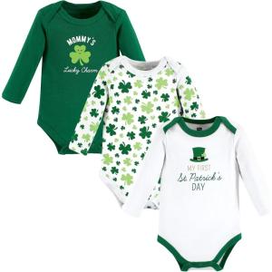 image:imageHudson Baby babyboys Cotton Longsleeve Bodysuits 3packLucky Charm