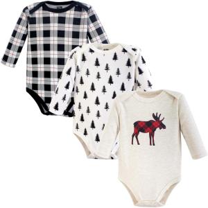 image:imageHudson Baby babyboys Cotton Longsleeve Bodysuits 3packMoose