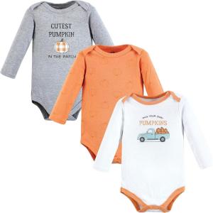 image:imageHudson Baby babyboys Cotton Longsleeve Bodysuits 3packPumpkin Truck
