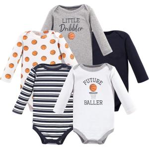 image:imageHudson Baby babyboys Cotton Longsleeve Bodysuits 5packBasketball