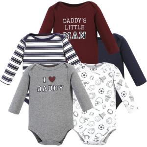 image:imageHudson Baby babyboys Cotton Longsleeve Bodysuits 5packBoy Daddy