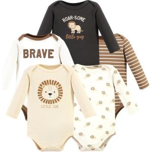 image:imageHudson Baby babyboys Cotton Longsleeve Bodysuits 5packBrave Lion