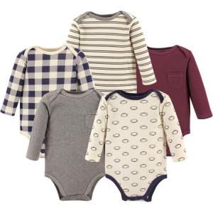 image:imageHudson Baby babyboys Cotton Longsleeve Bodysuits 5packBurgundy Football