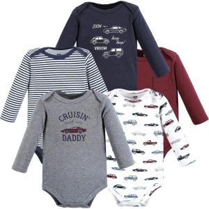 image:imageHudson Baby babyboys Cotton Longsleeve Bodysuits 5packCars
