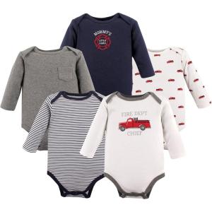 image:imageHudson Baby babyboys Cotton Longsleeve Bodysuits 5packFire Truck