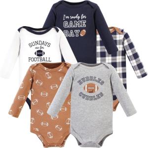 image:imageHudson Baby babyboys Cotton Longsleeve Bodysuits 5packFootball Huddles