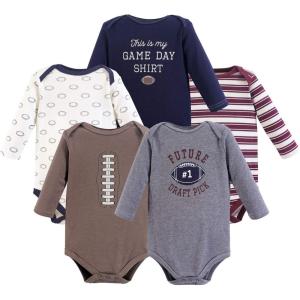 image:imageHudson Baby babyboys Cotton Longsleeve Bodysuits 5packGray Football