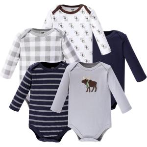 image:imageHudson Baby babyboys Cotton Longsleeve Bodysuits 5packGray Moose