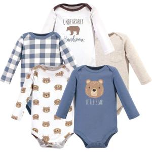 image:imageHudson Baby babyboys Cotton Longsleeve Bodysuits 5packLittle Bear