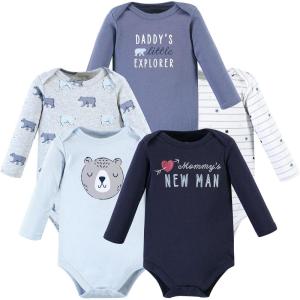 image:imageHudson Baby babyboys Cotton Longsleeve Bodysuits 5packMommys New Man