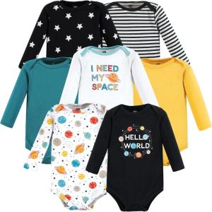 image:imageHudson Baby babyboys Cotton Longsleeve Bodysuits 7packHappy Planets