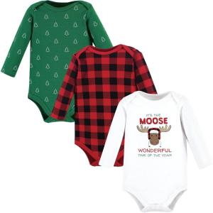 image:imageHudson Baby unisexbaby Cotton Longsleeve Bodysuits 3packBuffalo Christmoose