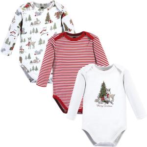 image:imageHudson Baby unisexbaby Cotton Longsleeve Bodysuits 3packChristmas Forest
