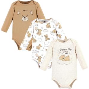 image:imageHudson Baby unisexbaby Cotton Longsleeve Bodysuits 3packDream Big Teddy