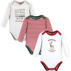 image:imageHudson Baby unisexbaby Cotton Longsleeve Bodysuits 3packRudolph Reindeer