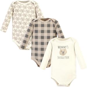 image:imageHudson Baby unisexbaby Cotton Longsleeve Bodysuits 3packSnuggle Bear
