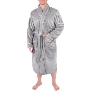 image:imageHudson Collections Mens and Unisex Shawl Collar Plush Robe Sleepwear Gray SmallMedium SM