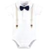 image:imageHudson Baby Infant Boy Cotton Bodysuits Beige Navy Suspender 1824 Months