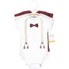 image:imageHudson Baby Infant Boy Cotton Bodysuits Burgundy Beige Suspender 36 Months