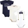 image:imageHudson Baby Infant Boy Cotton Bodysuits Beige Navy Suspender 1824 Months