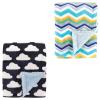 image:imagePlush Blanket with Sherpa Back 2PackBlue ChevronClouds