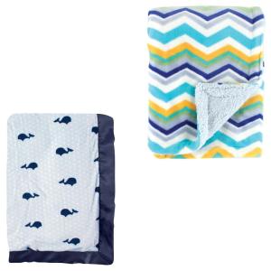 image:image2Pack Plush BlanketNavy WhaleBlue Chevron