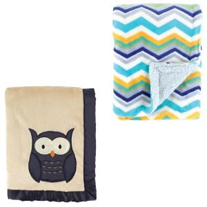 image:image2Pack Plush BlanketOwlBlue Chevron